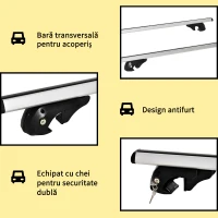 HOMCOM Bare transversale auto 135 cm, portbagaj blocabil cu 2 chei, compatibile cu șine laterale de 120 cm, argintie(m-7)