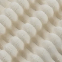 HOMCOM Sofá 3 Plazas Curvado de Terciopelo Acanalado 245 cm con Asiento Profundo y 2 Cojines Crema(m-7)