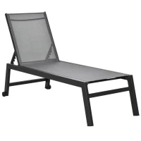 Outsunny Ligstoel tuinstoel relaxstoel 5-traps rugleuning tuinmeubel aluminium grijs(m-1)