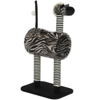 PawHut kattenboom, kattenboom in zebradesign, klimboom met kattentunnel, kattenkrabpaal met jutepaal, speelboom, kattenmeubilair, zwart+wit, 93 cm(m-1)