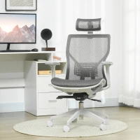 Vinsetto Silla de Oficina Giratoria Silla de Escritorio Ajustable en Altura con Reposabrazos Reposacabezas 67x65x120-128 cm Gris(m-2)