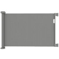 PawHut Barrera de Seguridad para Perros Retráctil con Interruptor de Cierre para Puertas Escaleras Pasillos 142x10x87 cm Gris(m-1)