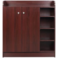HOMCOM Armadio Scarpiera Moderno e Salvaspazio in Legno per 12 Paia con 4 Ripiani Aperti, 83x30x90 cm, color Caffè(m-11)