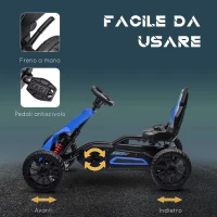 HOMCOM Go Kart a Pedali per Bambini 3-8 Anni con Sedile Regolabile e Ruote in EVA, 100x58x58.5 cm, Blu(m-5)