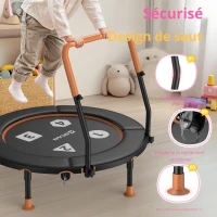 Trampoline pour tout-petits, Anti‑basculement‑Design, pliable, peu encombrant, idéal pour les enfants de 1 à 6 ans, Dimensions 91L x 91l x 81H cm, 91x91x81 cm, Noir(m-7)