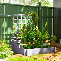 Outsunny 3 Tier Garden Planters with Trellis for Vine Climbing, Wooden Raised Beds, 95x95x110cm, Grey(m-10)