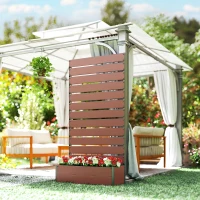 Outsunny Raised Bed for Garden, Planter with Trellis for Climbing Plants, Vines, Planter Box with Drainage Gap, Light Brown(m-10)