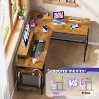 Scrivania angolare da gaming 2-in-1, piano di alta qualità, montabile in modo flessibile come forma a L o a I, 152x50x87,5 cm, Marrone(m-5)
