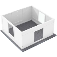 PawHut Whelping Box for Dogs with Whelping Pad, Adjustable Entrance, Non-slip Foot Pads, for Medium Dogs, 100 x 96cm(m-1)