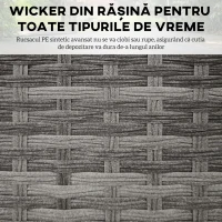 Outsunny Cutie de depozitare pentru grădină și casă din ratan cu material textil interior, 57x34x62cm, gri(m-5)