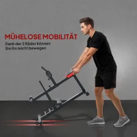 SPORTNOW Beentrainingsbank, Kuithefmachine, met Wielen, Sportuitrusting voor Fitnessoefeningen Thuis, Staal, Zwart(m-6)