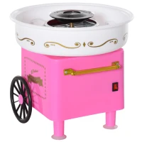 HOMCOM Suikerspinmachine suikerspinapparaat suikerspin machine 450 watt roze/rood(m-1)