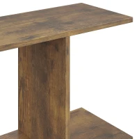 HOMCOM S-vormige bijzettafel, smalle tafel met 3 niveaus en opbergvakken voor woonkamer en slaapkamer, rustiek bruin(m-10)