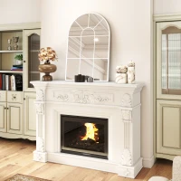 HOMCOM 90 X 61cm Arched Grid Mirror - White(m-6)