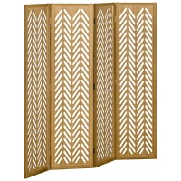 HOMCOM Paravent en bois ajouré séparateur de pièce closion intérieur pliable 4 panneaux en bois 160 x 170 cm naturel(m-11)