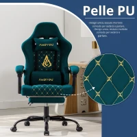 Sedia da gaming con poggiapiedi, cuscino morbido per nuca e lombare, cuscini di supporto rimovibili, 60x60x122 cm, blu marino(m-7)