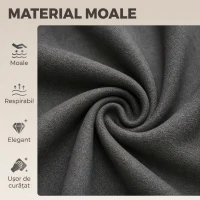HOMCOM Set 2 Taburete Bar Rotative Catifea, Înălțime Reglabilă, Suport Picioare, Spătar, Bază Metalică, Gri(m-4)