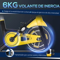 HOMCOM Bici Estática Bicicleta de Fitness con Resistencia Regulable Pantalla LCD Ruedas Manillar y Asiento Ajustable Amarillo(m-5)