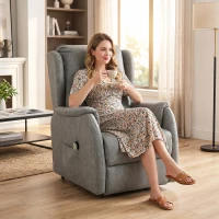 HOMCOM Power Lift Recliner Chair, Dual Motor Electric Lift Chair for Elderly with Remote Control, Grey(m-9)