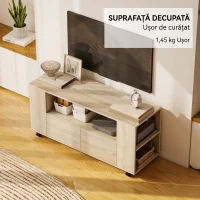 HOMCOM Dulap TV mobil pentru televizoare de până la 42", cu roți pivotante și frână, rafturi ajustabile și sertare, 102x34.5x48.5 cm, lemn(m-9)