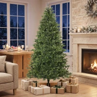 HOMCOM Sapin de Noël Artificiel 210 cm Nordmann, 1008 Pointes de Branches Articulées Réalistes en PE, Support en Bois, Vert(m-10)