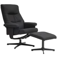 HOMCOM Relaxfauteuil met Voetenbank, Gestoffeerde TV-stoel met Lig- en Schommelfunctie, Draaibare Loungestoel in Fluwelen Look, voor Woonkamer en Slaapkamer, Zwart(m-1)