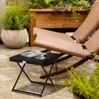 Outsunny Table basse pliable de jardin style cosy chic dim. 40L x 40l x 40H cm acier résine tressée imitation rotin marron(m-10)