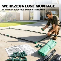 Outsunny Kas Tuinkas met 2 rolramen, voor binnen en buiten, metaal + kunststof, groen, 180 x 90 x 70 cm | aosoom(m-6)