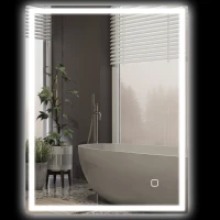 HOMCOM Badkamerspiegel met LED Verlichting 90x70 cm Wandspiegel met Memory-Functie en 3 Lichtkleuren Zilver(m-11)