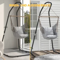 Outsunny Hangstoelstandaard Standaard voor Hangstoel Ophanging, 133 cm x 116 cm x 195/230 cm, Zwart(m-5)