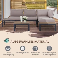 Outsunny 3-delige tuinset bank bijzettafel met kussens aluminium(m-7)