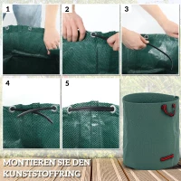 Outsunny Tuinafvalzakken 3x272L Waterdicht met Handvatten, UV Bescherming Groen(m-6)