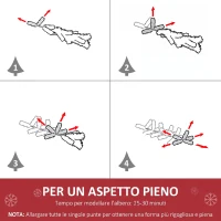 HOMCOM Albero di Natale Innevato Slim con 443 Rami, Base Rimovibile e Pieghevole, Ø48x165cm, Verde(m-5)