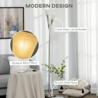 HOMCOM Modern Standing Lamp, 3-Light Upright Floor Lamps for Living Room, Silver Tone(m-4)