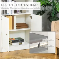 HOMCOM Estantería Librería con 3 Compartimentos Abiertos y 1 Armario con Estante Ajustable Almacenaje para Salón Estudio 70x29,5x167 cm Blanco(m-5)