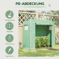 Outsunny Foliekas, kweekkas met roldeur, zijvenster, voor tuin, van staal, kunststof, 200 x 76 x 168 cm, Groen(m-4)