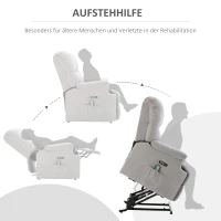 HOMCOM massagestoel opstahulp relaxstoel met verwarmingsfunctie verstelbare hoek USB afstandsbediening kort pluche grijs 83 x 95 x 105 cm(m-4)