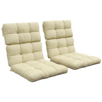 Outsunny 2-Piece Seat Cushion Replacement with Backrest, Garden Patio Chair Cushions Set with Ties, Beige(m-1)