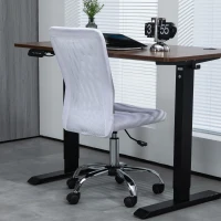 Vinsetto Chaise de bureau ergonomique hauteur réglable piètement chromé pivotant 360° revêtement maille blanc(m-6)