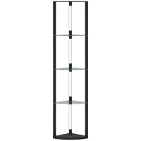 HOMCOM LED Floor Lamp with Shelves, Dimmable Standing Lamp with Foot Switch for Living Room, Bedroom, Black(m-1)