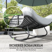 Outsunny Rattan Schommelstoel Tuinbank met Stalen Frame en Kussen Schommelbank 98 x 111 x 74 cm Grijs(m-7)