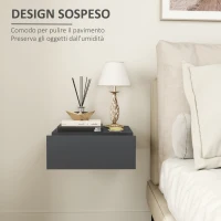 HOMCOM Comodino Sospeso Moderno con Cassetto, in Legno, 40x30x15 cm, Nero(m-3)