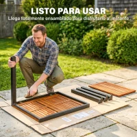 Outsunny Mesa de Jardín Extensible 120/80x70 cm Estructura de Acero y Tablero de Madera de Acacia para 4-6 Personas Natural(m-5)