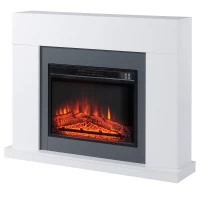 HOMCOM Chimenea Eléctrica 1800W-2000W con Mando a Distancia Llama Ajustable Termostato Temporizador Semanal para 37 m² Blanco(m-14)