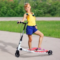 HOMCOM Outdoor Push Stunt Scooter 2 Wheels Fixed Bar 360° Street Commuter Street Push Scooter For Adult Teen Urban Scooter - Red(m-2)