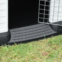 PawHut Caseta de Perro Casa para Perros Medianos con Puerta Metálica con Cerradura Techo Inclinado Base Elevada para Interior Exterior 78x87x81 cm Blanco y Verde(m-9)
