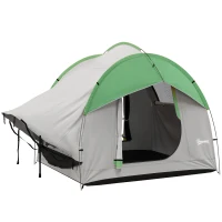 Outsunny SUV Car Tent for Camping, Waterproof PU2000mm, 5 Man Tailgate Tent, 2.4 x 2.1 m, Grey and  Green(m-1)