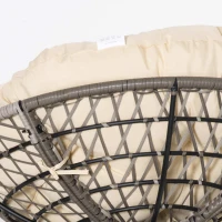 Outsunny Papasan Stoel Rotan Fauteuil met Kussen, Kunstrotan, Draaibaar, 87 x 97 x 86 cm, Beige(m-13)