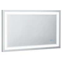kleankin Badkamerspiegel met LED-verlichting, geheugenfunctie, aanraakschakelaar, spatwaterdicht, zilver(m-11)