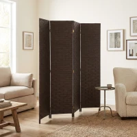 HOMCOM Wave Fibre Freestanding Folding Privacy Screen Panels, Room Divider, Dark Brown(m-7)